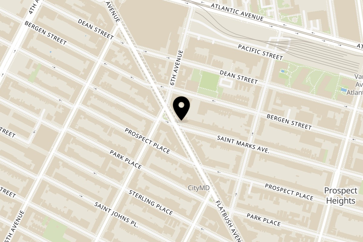 Map showing the location of Brooklyn Wing Company on 73 St Marks Ave in Brooklyn